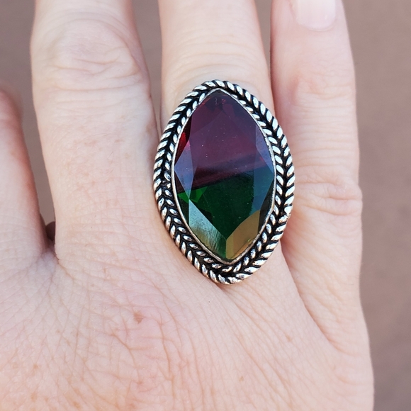 New Bi-Color Tourmaline 925 Silver Ring. - Picture 11 of 14